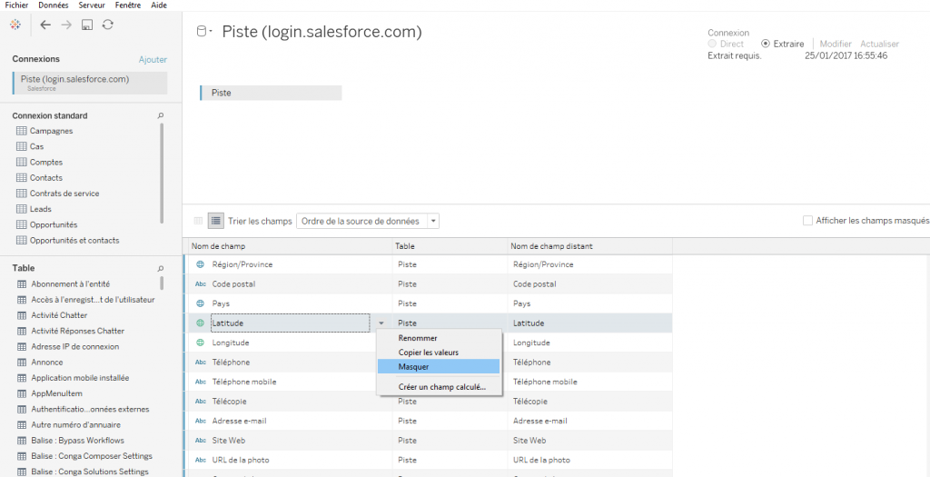 It is not possible to apply a filter before importing a Salesforce table to Tableau